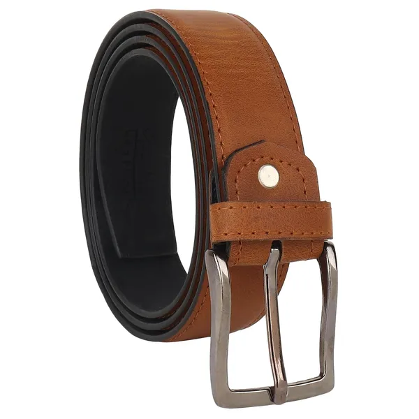 Tan_Vegan_Leather_Adjustable_Buckle_Belt_For_Men