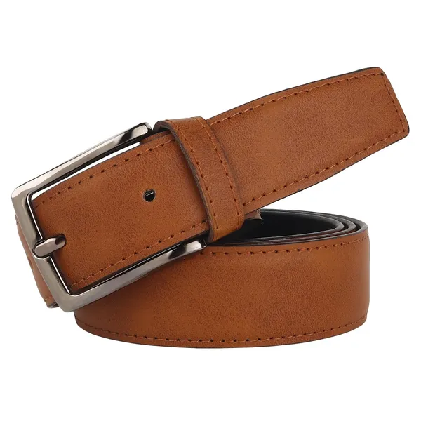 Tan_Vegan_Leather_Adjustable_Buckle_Belt_For_Men