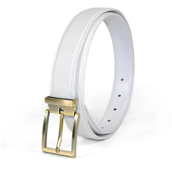 White_Faux_Leather_Cowboy_Style_Belt_For_Men
