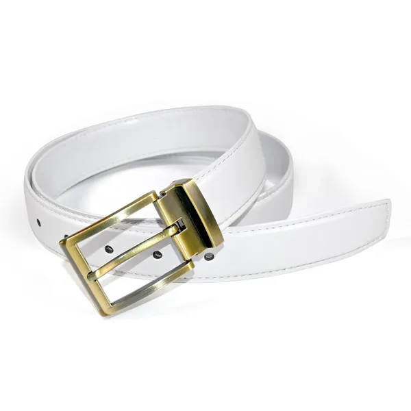 White_Faux_Leather_Cowboy_Style_Belt_For_Men