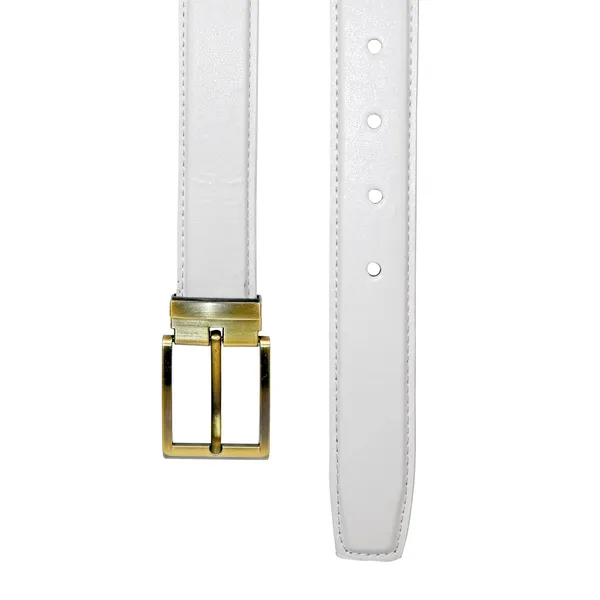 White_Faux_Leather_Cowboy_Style_Belt_For_Men
