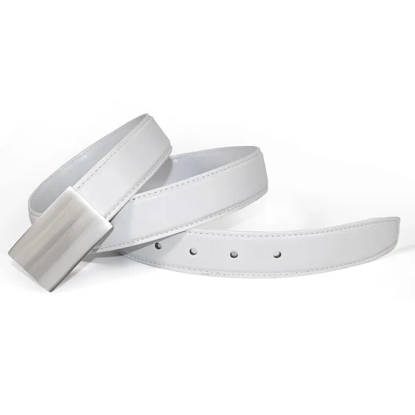 White_Faux_Leather_Formal_Belt_For_Men