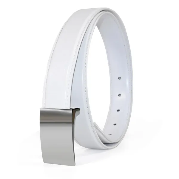 White_Faux_Leather_Formal_Belt_For_Men
