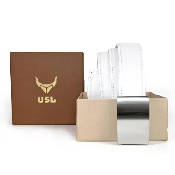 White_Faux_Leather_Formal_Belt_For_Men