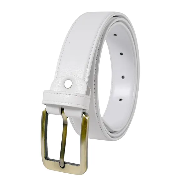 White_Faux_Leather_Cowboy_Style_Belt_For_Men