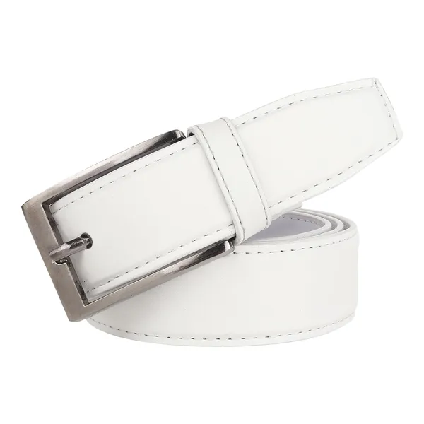 White_Faux_Leather_Cowboy_Style_Belt_For_Men