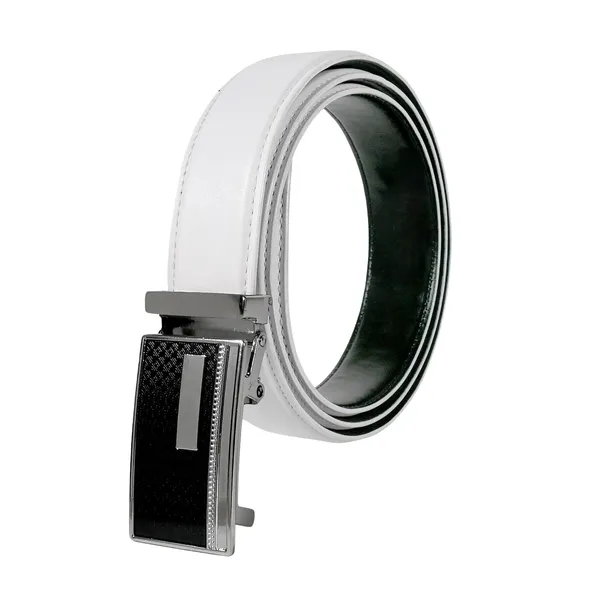 White_Faux_Leather_Autolock_Buckle_Belt_For_Men