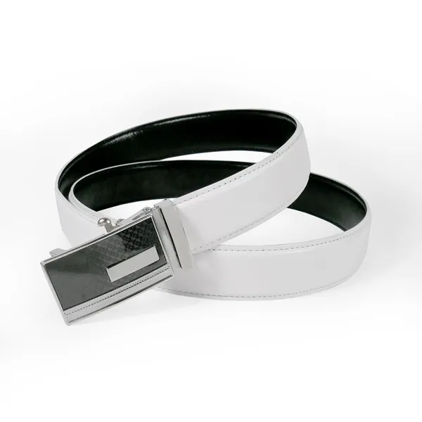 White_Faux_Leather_Autolock_Buckle_Belt_For_Men