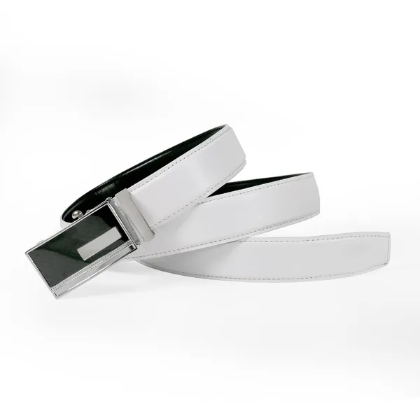White_Faux_Leather_Autolock_Buckle_Belt_For_Men