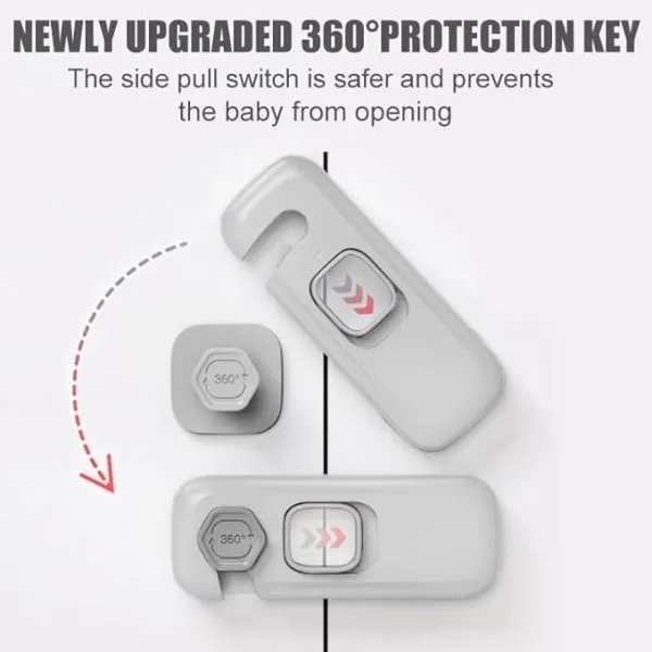 White_One-Handed_360-Degree_Child_Safety_Cabinet_Lock