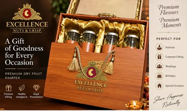 ExcellenceNuts_Premium_Dry_Fruit_Gift_Hamper_with_Wooden_Gift_Box_|_Paan_Raisins,_Kulfi_Cashews,_Pizza_Cashews_&_Masala_Almonds_|_560g