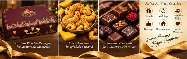 ExcellenceNuts_Premium_Gourmet_Dry_Fruit_Gift_Hamper_with_Luxury_Wooden_Gift_Box_|_Mango_Cashews,_Peri_Peri_Cashews,_Masala_Almonds,_Blueberry_Almonds,_Roasted_Pista_&_Blackcurrant_Raisins_|_1kg