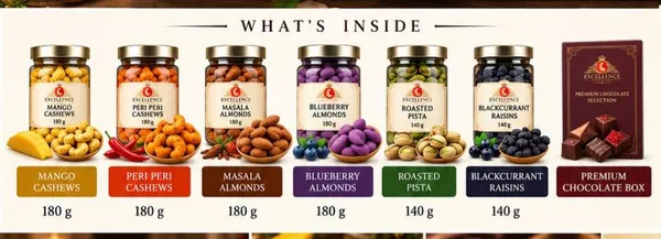 Excellencenuts_Premium_Gourmet_Dry_Fruit_Gift_Hamper_With_Luxury_Wooden_Gift_Box_|_Mango_Cashews,_Peri_Peri_Cashews,_Masala_Almonds,_Blueberry_Almonds,_Roasted_Pista_&_Blackcurrant_Raisins_|_1Kg