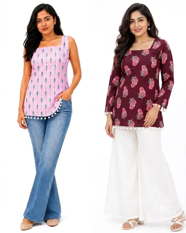 Womens_Floral_Print_Cotton_Kurti_Combo_Set