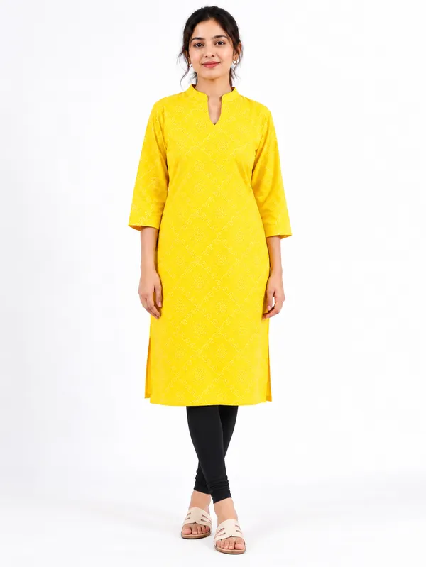 Women’s_Yellow_Printed_Pure_Cotton_Kurti