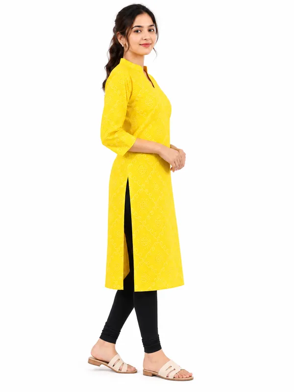 Women’s_Yellow_Printed_Pure_Cotton_Kurti