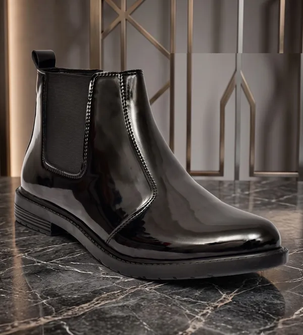 EVICTA_Evicta_Men's_Zip_Chelsea_Boots_–_Formal_Slip-On_Patent_Leather_Ankle_Boots_Boots_For_Men_(Black_,_10)