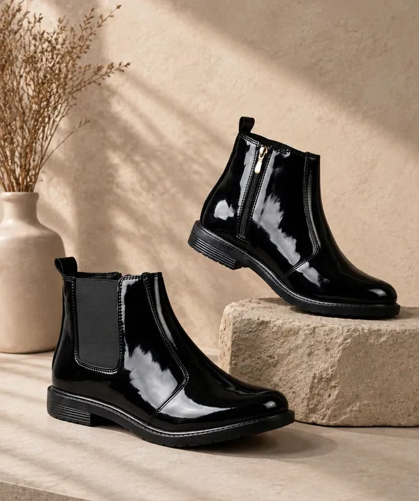 EVICTA_Evicta_Men's_Zip_Chelsea_Boots_–_Formal_Slip-On_Patent_Leather_Ankle_Boots_Boots_For_Men_(Black_,_10)