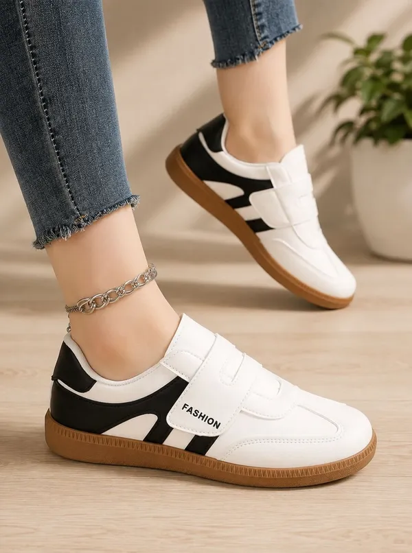 EVICTA_Evicta_Trendy_Women_White_&_Black_Velcro_Casual_Shoes_Casuals_For_Women_(White_,_5)