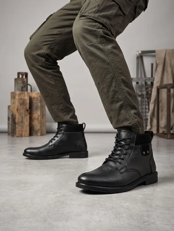 EVICTA_Evicta_synthetic_Leather_Lightweaight_Trendy_Walking_Lace_casual_boot_Boots_For_Men_(Black_,_6)