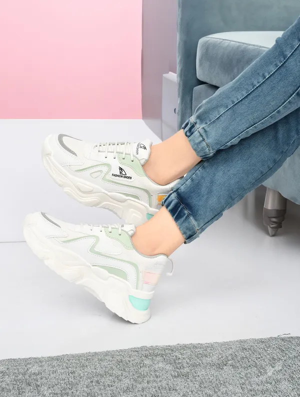 EVICTA_Evicta_footwear_Women_partywear/_Casual_Running_shoes_Casuals_For_Women_(White,_Green_,_8)
