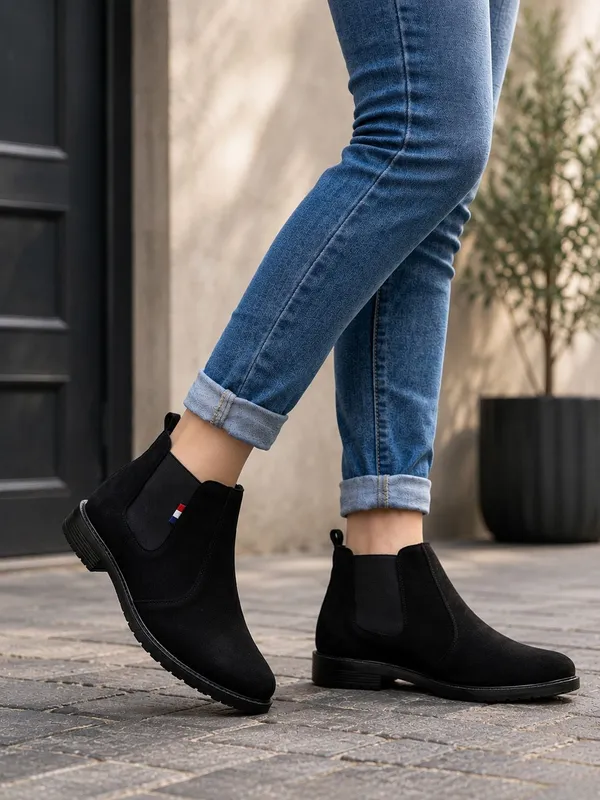 EVICTA_Trendy_Suede_Finish_Chelsea_Boots_for_Men_|_Comfortable_Flat_Heel_Ankle_Shoes_Boots_For_Men_(Black_,_7)