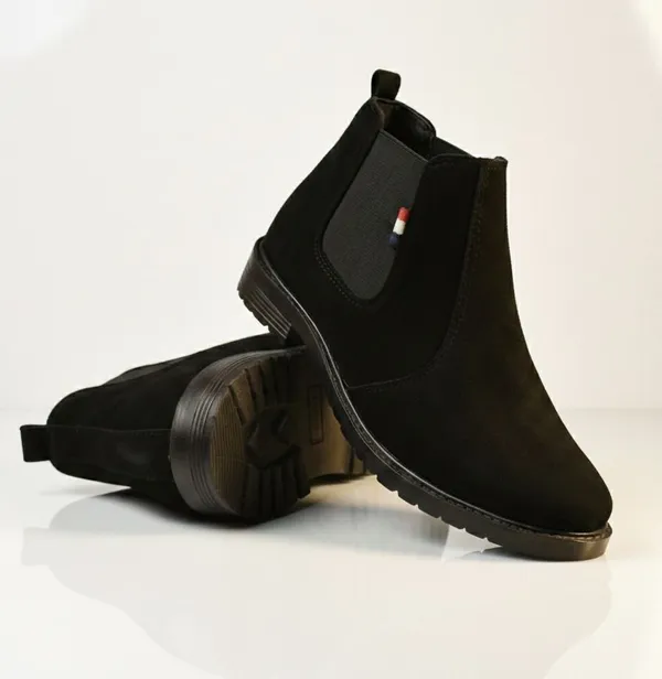 EVICTA_Trendy_Suede_Leather_Chelsea_Boots_for_Men_|_Comfortable_Flat_Heel_Ankle_Shoes_Boots_For_Men_(Black_,_10)