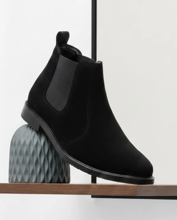 EVICTA_Trendy_Suede_Finish_Chelsea_Boots_for_Men_|_Comfortable_Flat_Heel_Ankle_Shoes_Boots_For_Men_(Black_,_9)
