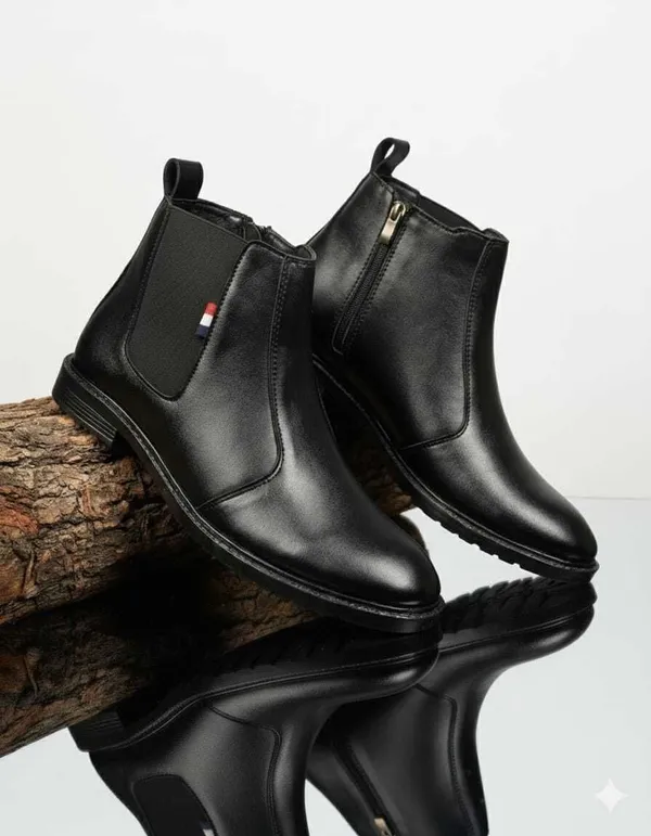 EVICTA_Men's_Side_Zipper_Chelsea_Boots_|_Round_Toe_Ankle_Length_Casual_Slip-On_Boots_Casuals_For_Men_(Black_,_10)