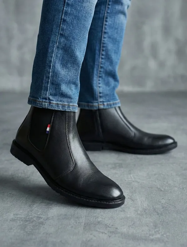 EVICTA_Men's_Side_Zipper_Chelsea_Boots_|_Round_Toe_Ankle_Length_Casual_Slip-On_Boots_Casuals_For_Men_(Black_,_10)