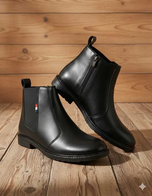 EVICTA_Men's_Side_Zipper_Chelsea_Boots_|_Round_Toe_Ankle_Length_Casual_Slip-On_Boots_Casuals_For_Men_(Black_,_10)