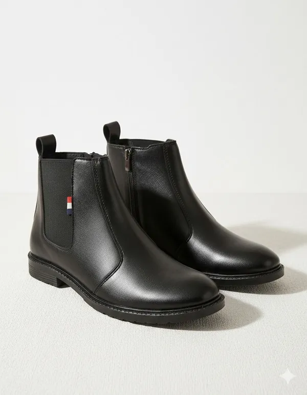 EVICTA_Men's_Side_Zipper_Chelsea_Boots_|_Round_Toe_Ankle_Length_Casual_Slip-On_Boots_Boots_For_Men_(Black_,_10)