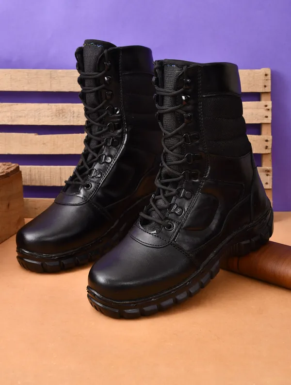 EVICTA_Men's_Black_High-Ankle_Tactical_Military_&_Commando_Combat_Boots_Boots_For_Men_(Black_,_6)