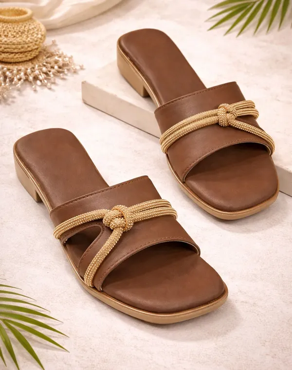 EVICTA_Women_Wedges_(Brown,_Gold_,_6)