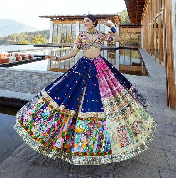 Blue_And_Pink_Designer_Lehngha_Real_Mirror_Work_With_Dupatta
