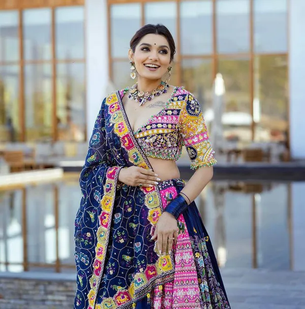 Blue_And_Pink_Designer_Lehngha_Real_Mirror_Work_With_Dupatta