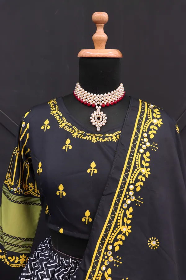 Black_Designer_Lehngha_Real_Mirror_Work_With_Attached_Dupatta