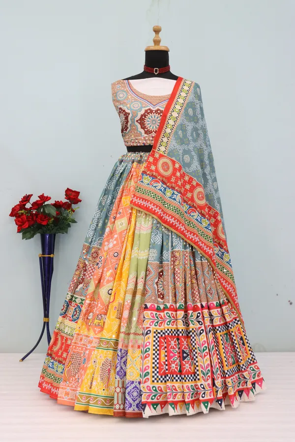Multicolour_Heavy_Work_Look_Navratri_Choli_Collection_Blouse_With_Dupatta_Set