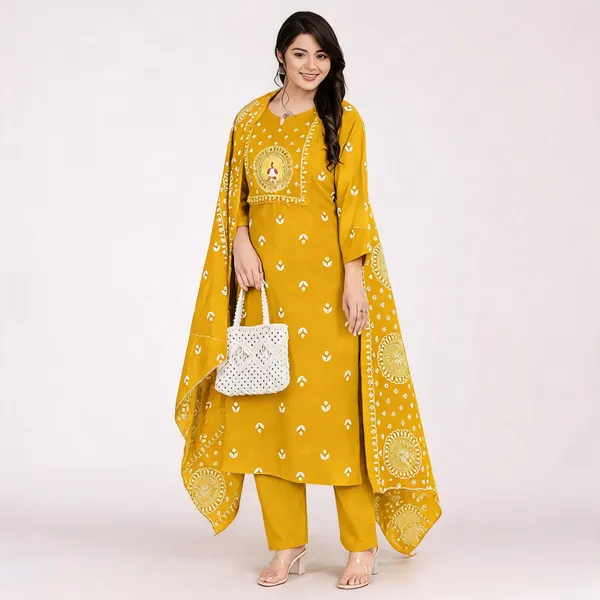 Mustard_Cotton_Straight_Embroidered_Kurta_Set_For_Women
