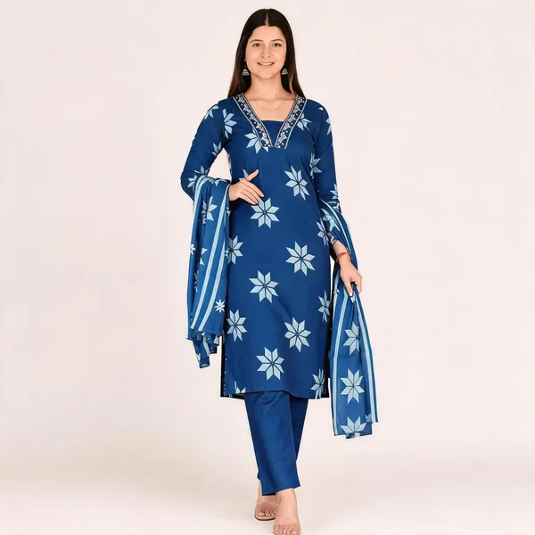 Blue_Cotton_Straight_Printed_Kurta_Set_For_Women