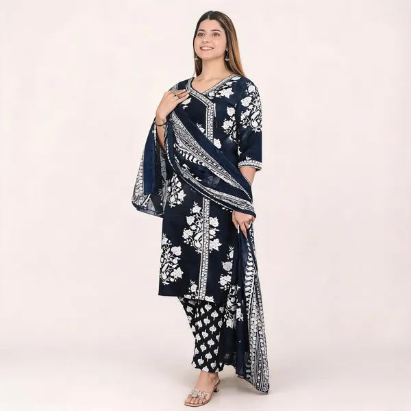 Navy_Cotton_Straight_Printed_Kurta_Set_For_Women