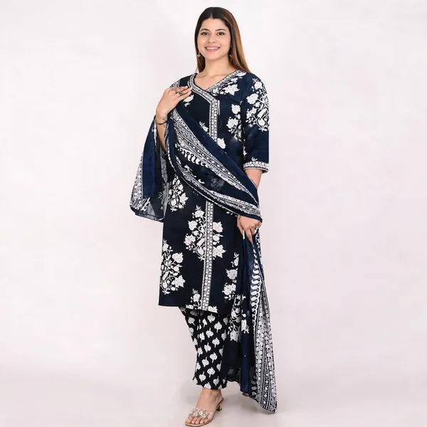 Navy_Cotton_Straight_Printed_Kurta_Set_For_Women