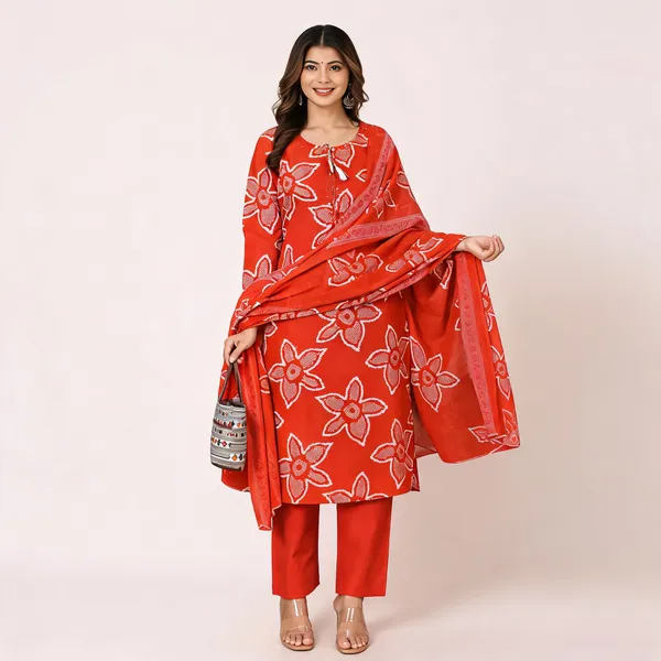 Orange_Cotton_Straight_Printed_Kurta_Set_For_Women