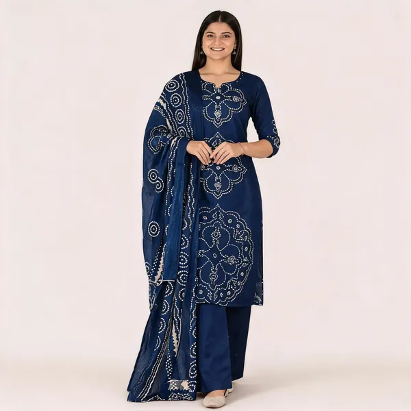 Navy_Blue_Cotton_Printed_Kurta_Set_For_Women
