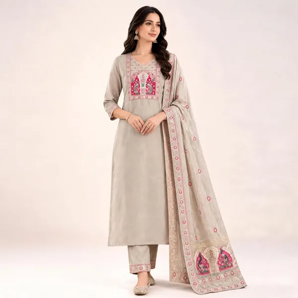 Beige_Silk_Straight_Embroidered_Kurta_Set_For_Women