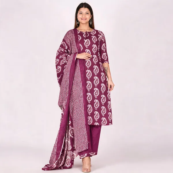 Purple_Cotton_Straight_Printed_Kurta_Set_For_Women