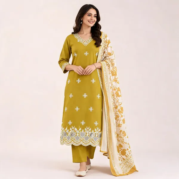 Citrine_Yellow_Embroidered_Organza_Work_Straight_Suit_Set_For_Women