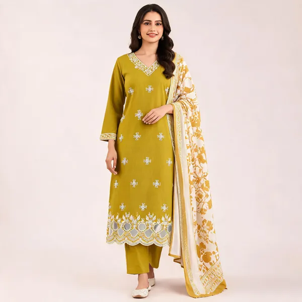 Citrine_Yellow_Embroidered_Organza_Work_Straight_Suit_Set_For_Women