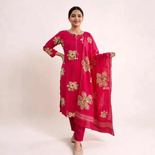 Pink_Cotton_Straight_Floral_Kurta_Set_For_Women