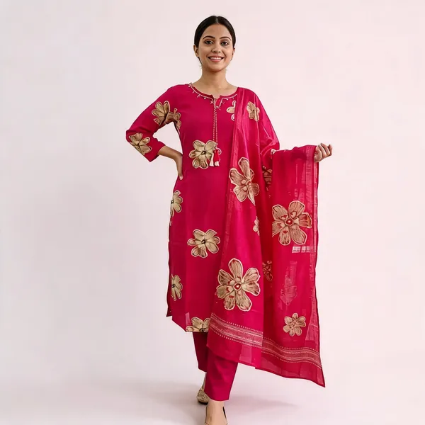 Pink_Cotton_Straight_Floral_Kurta_Set_For_Women
